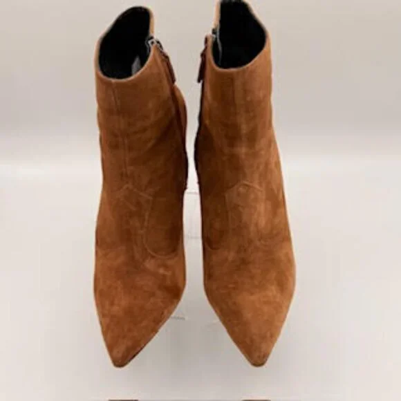 AllSaints Brown Suede Pointed Toe Stiletto Ankle Boots Western Chic 41 (10) - Picture 8 of 16